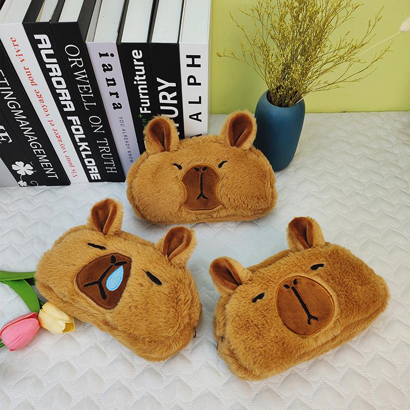 Papusa de pluș Capybara Geantă pentru stilou de pluș Husă pentru stilou Capybara din desene animate Moale Animal Capybara Husă pentru creion de pluș Articole de papetărie