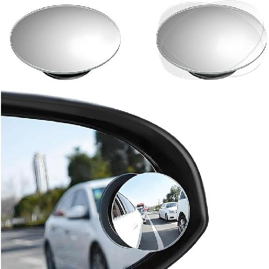 2 шт. Зеркало мертвой зоны автомобиля, Веерообразное HD-стекло, Выпуклое, Вращающееся на 360°, Широкоугольное боковое зеркало, Безрамочное зеркало мертвой зоны автомобиля для большего изображения и Round