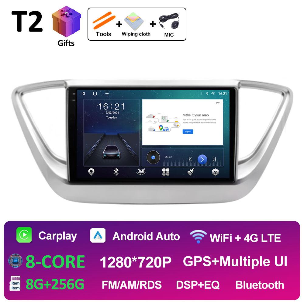 For Hyundai Solaris 2 Verna Accent 2017 2018 2019 2020 DSP Stereo Autoradio 9 inch Wireless Carplay Cooling fan WIFI Accessories