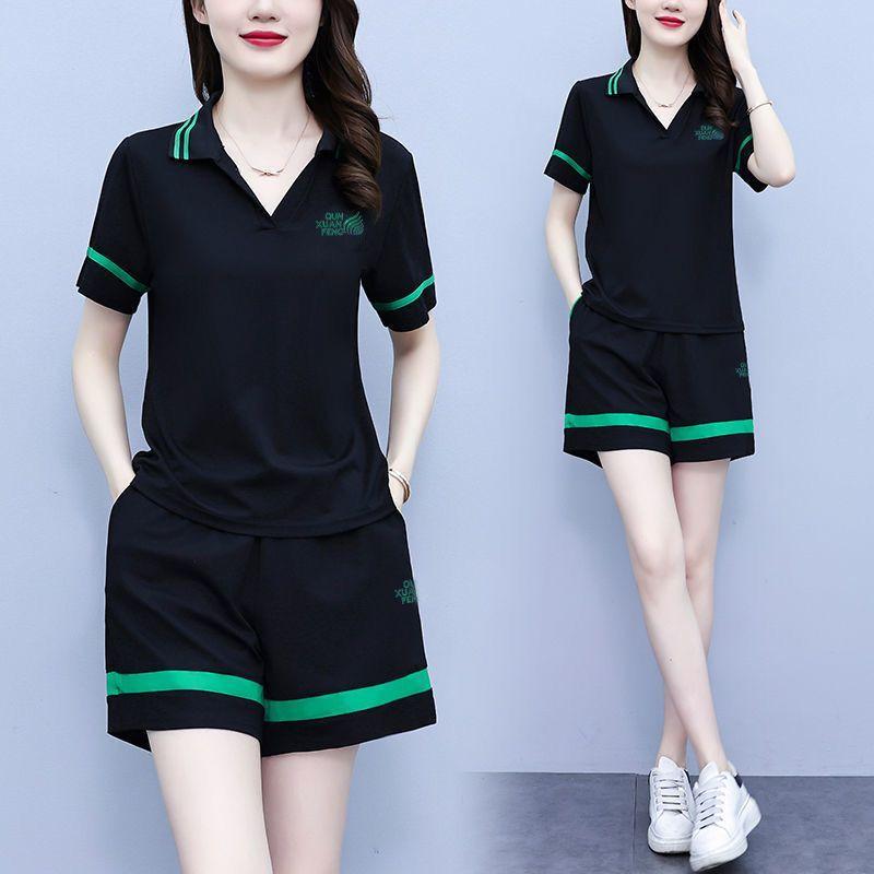 Pure Cotton Sports and Casual Suit for Women New Summer Clothing Korean Style Trendy Women Fashionable Two-piece Set