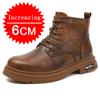 Men's Genuine Leather High-top With Hidden Inner Height Increase 4/6/8CM Heightened Casual Riding Fashion Anti-slip Casual Shoes