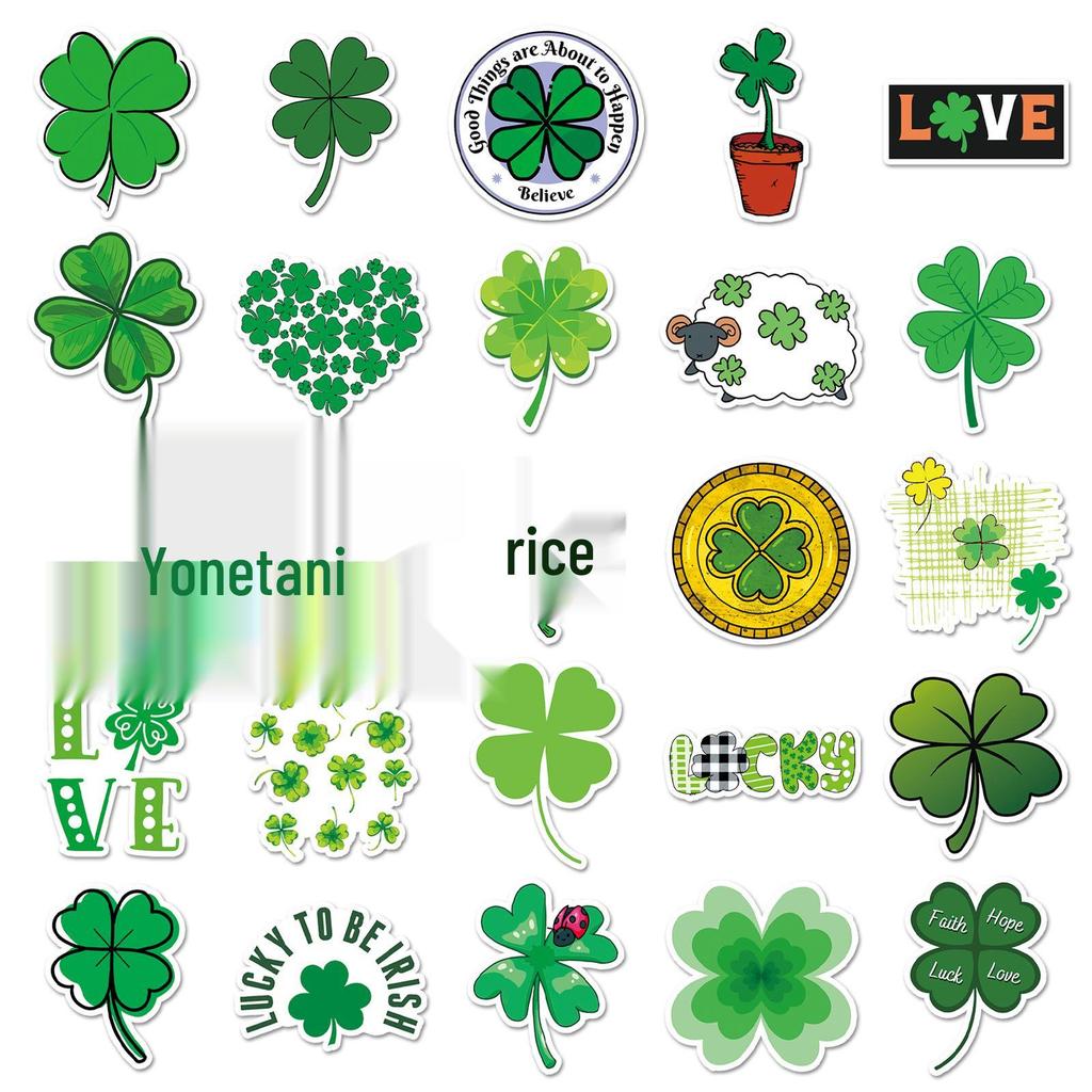 50 Four-Leaf Clover Waterproof Stickers for Suitcases & Laptops - Creative & Trendy Travel Decoration