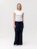 GLOWNY G Belted Linen Wide Pants (Navy)