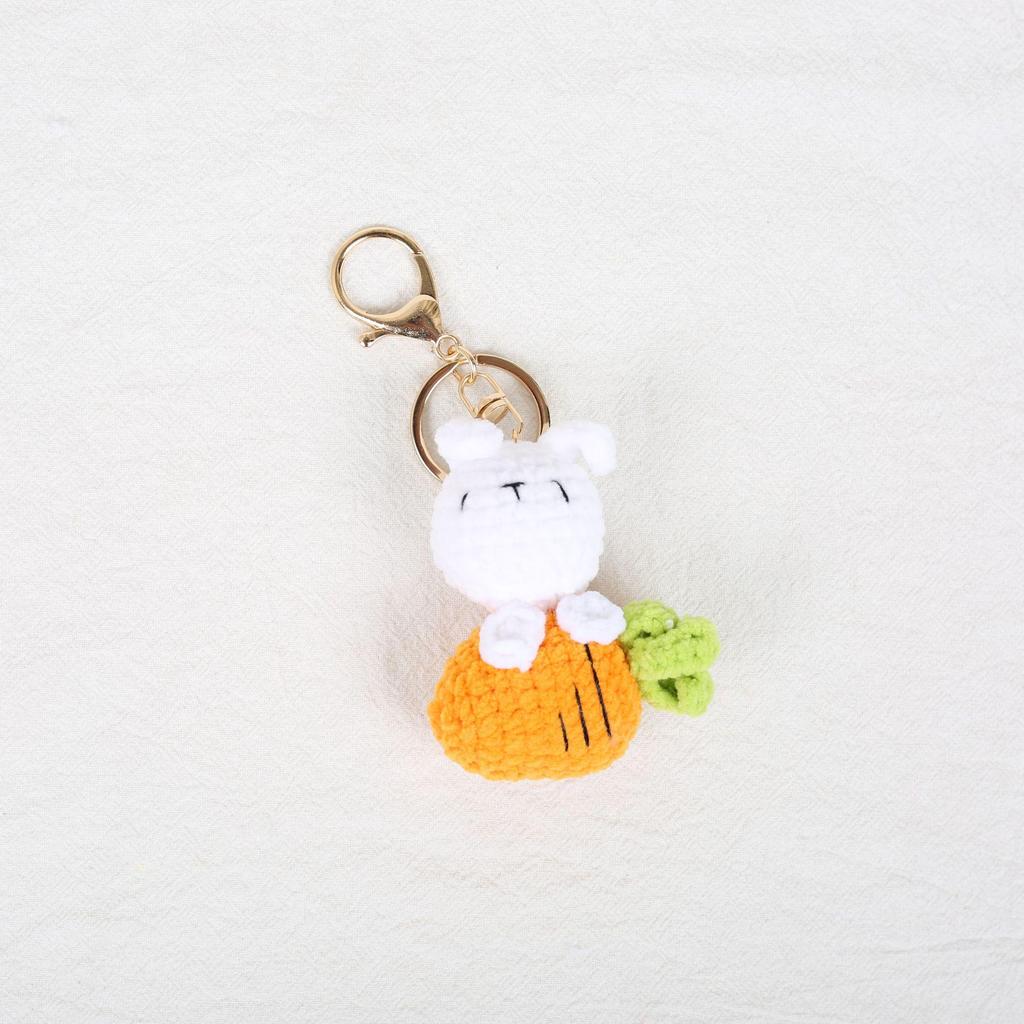 Fruit Rabbit Keychain Plush - Cute Watermelon, Lemon, Carrot, Pear & Strawberry Charms for Kids' Bags