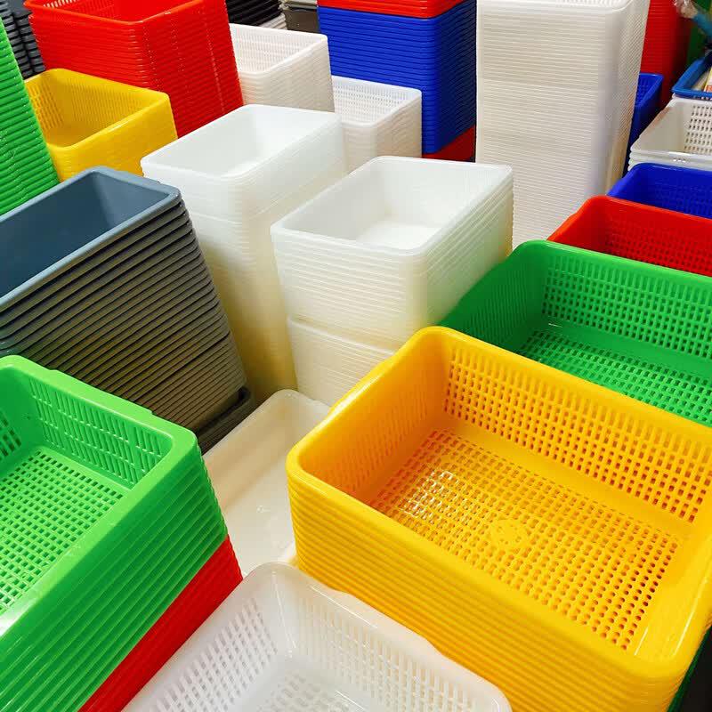 Gongli Square Plastic Storage & Drain Baskets, 3-Pack 3-Pack (45x35x15 cm)