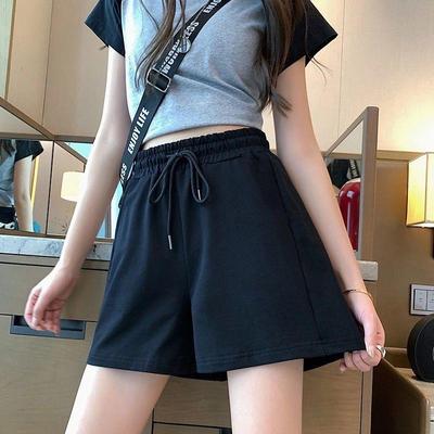 2025 Koreanischer Stil Damen High Waist Sportshorts - Schlankmachend, Weites Bein, Unifarben, Trendige Sommer Freizeitkleidung