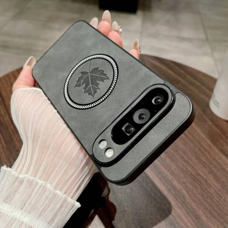 

Luxury Imitation Sheepskin Maple Leaves Magnetic Wireless Charging For Magsafe Case For Google Pixel 9 8 7 Pro 9A 8A 7A Cover For Google Pixel 8