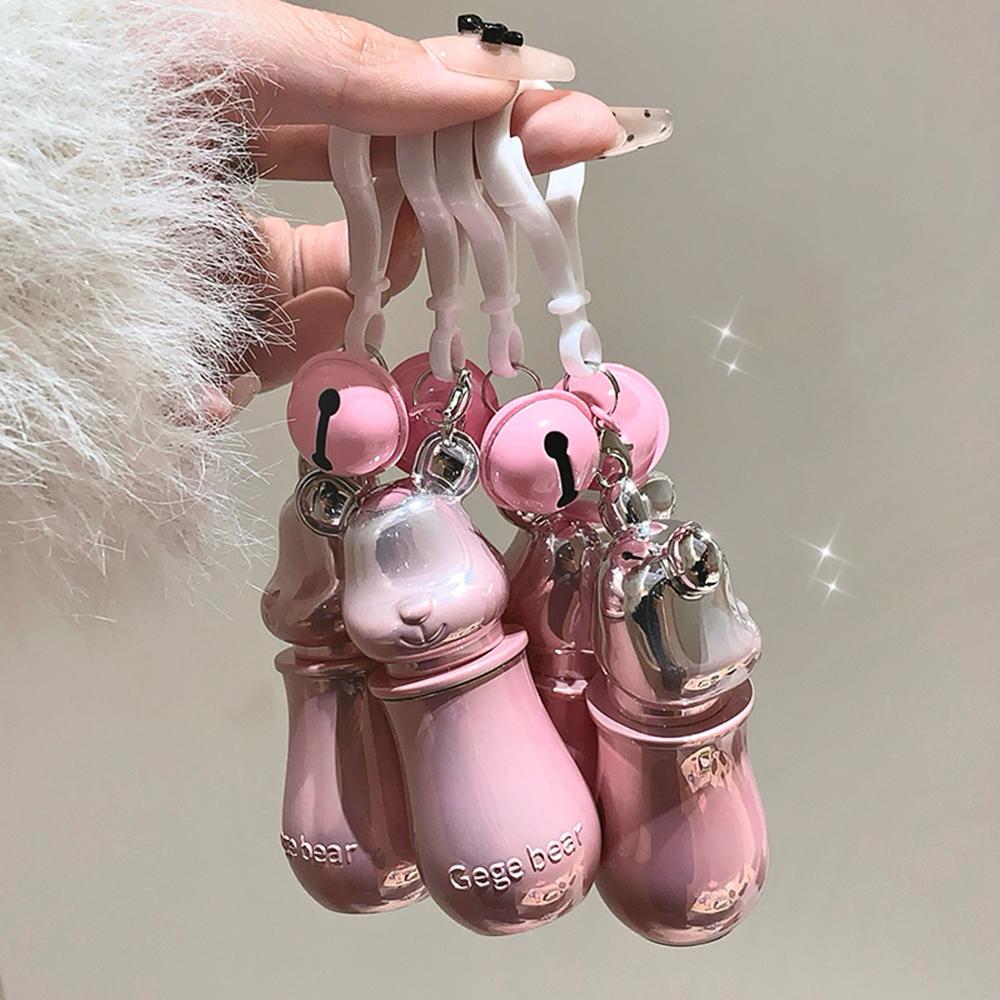 Sweet Bear Pendant Lipstick Gege Bear  Mirror Textures Matte Color Watery Moisturizing Cute Black and Pink Packaging