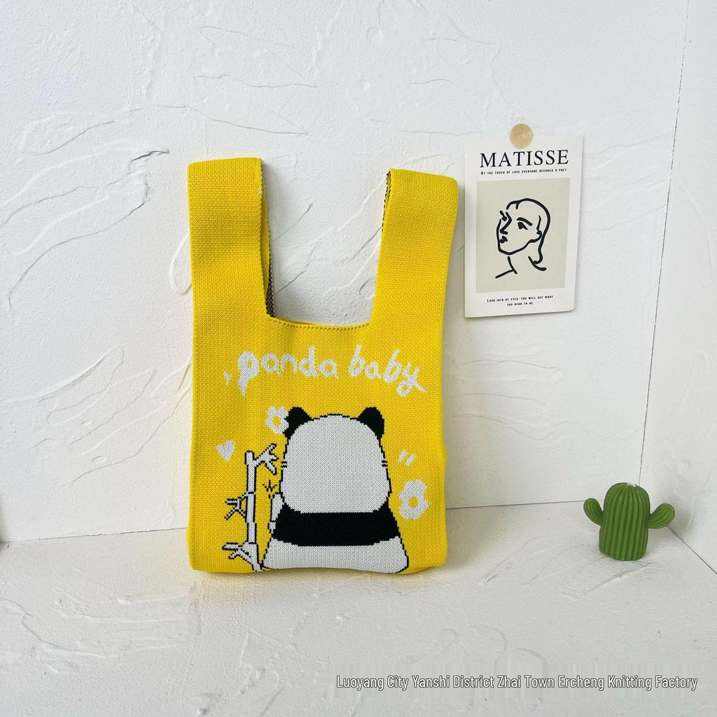 Panda Knit Women's Cross-Border Wrist Tote Handbag