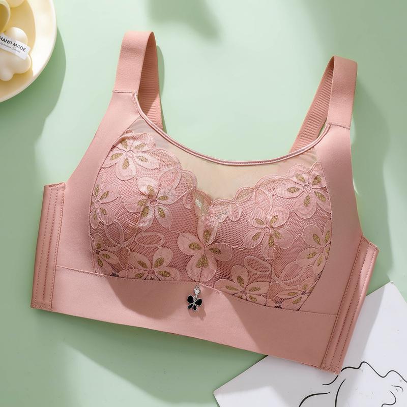 

Large-sized Latex Underwear for Women Thin Strapless Anti-glare Bra Breast Retraction Anti-sagging Bra Push Up Bra 34/75B рожевий