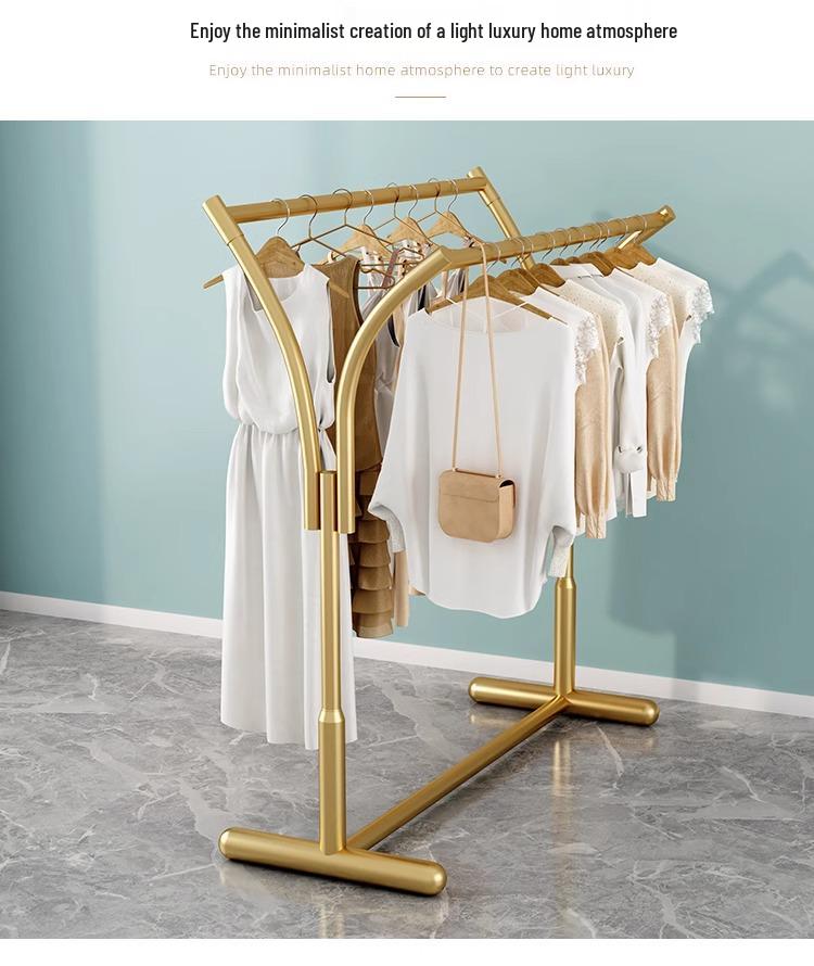 Floor-Standing Double-Row Clothing Rack for Men's, Women's, and Children's Apparel