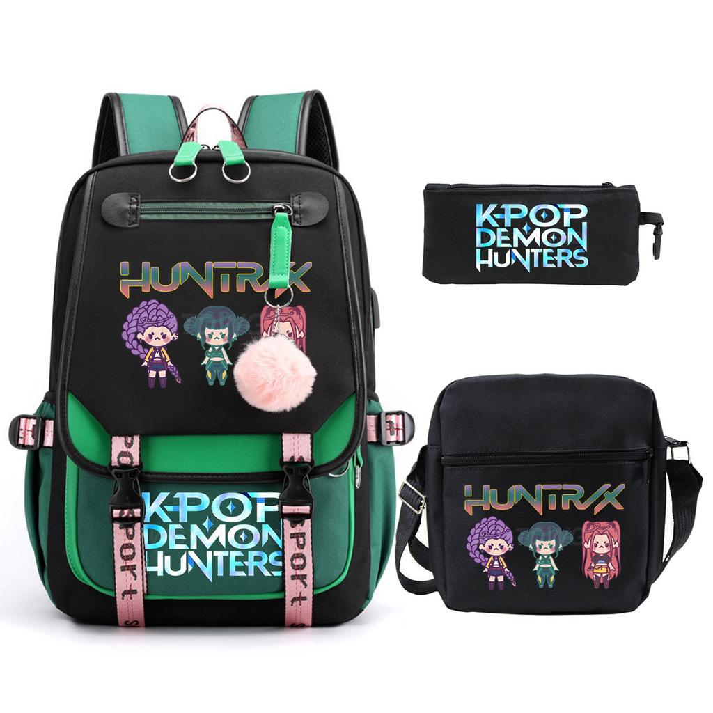 Hot Sale Witch Hunter KPop Peripheral Printing Student School Bag Shoulder Bag Casual Pencil Bag Three-piece Set