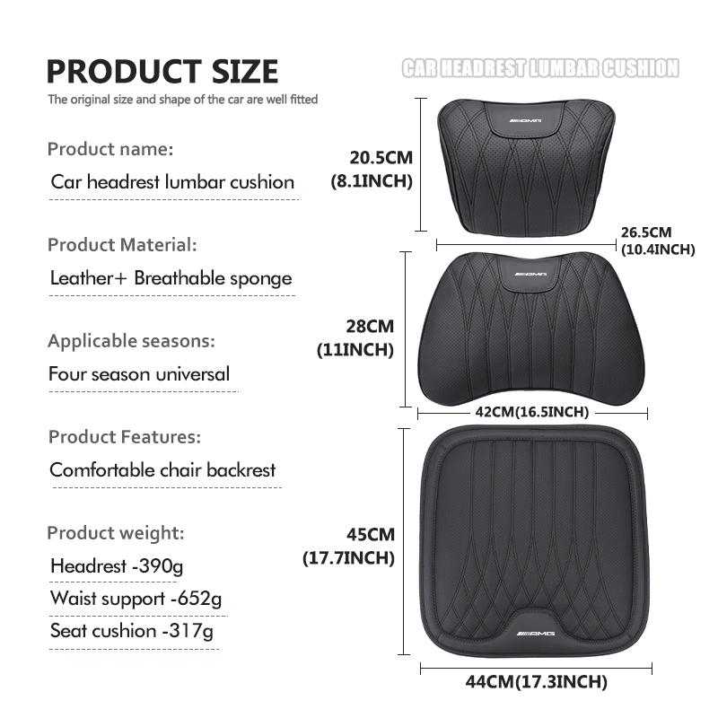 Car Universal Headrest Lumbar Cushion Back Comfort Neck Pillow For Mercedes Benz AMG C180 C300 W124 W176 W177 C200 C260 GLC CLE BF1