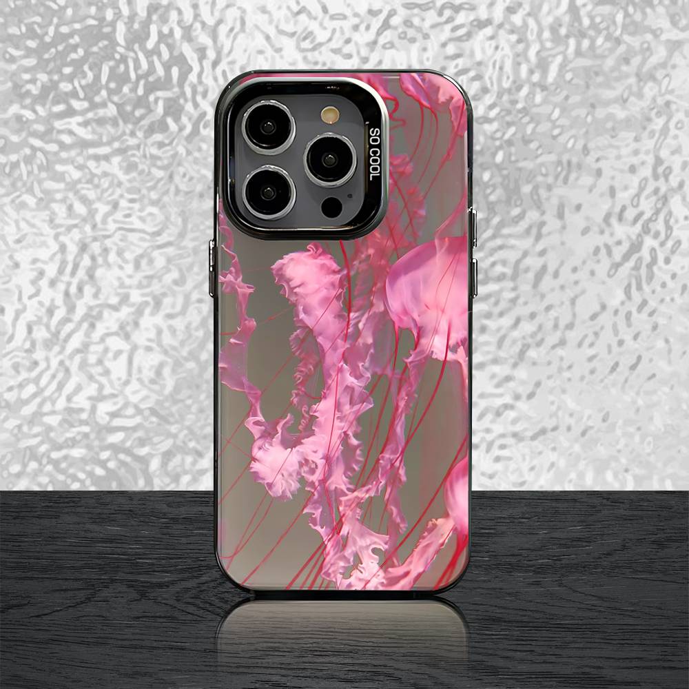 

Розовый чехол-медуза для iPhone 16,15,14,13,12,11,Pro,XS,Max,Plus,Mini,SE Черный Белый Матовый Ударопрочный чехол iPhone16pro