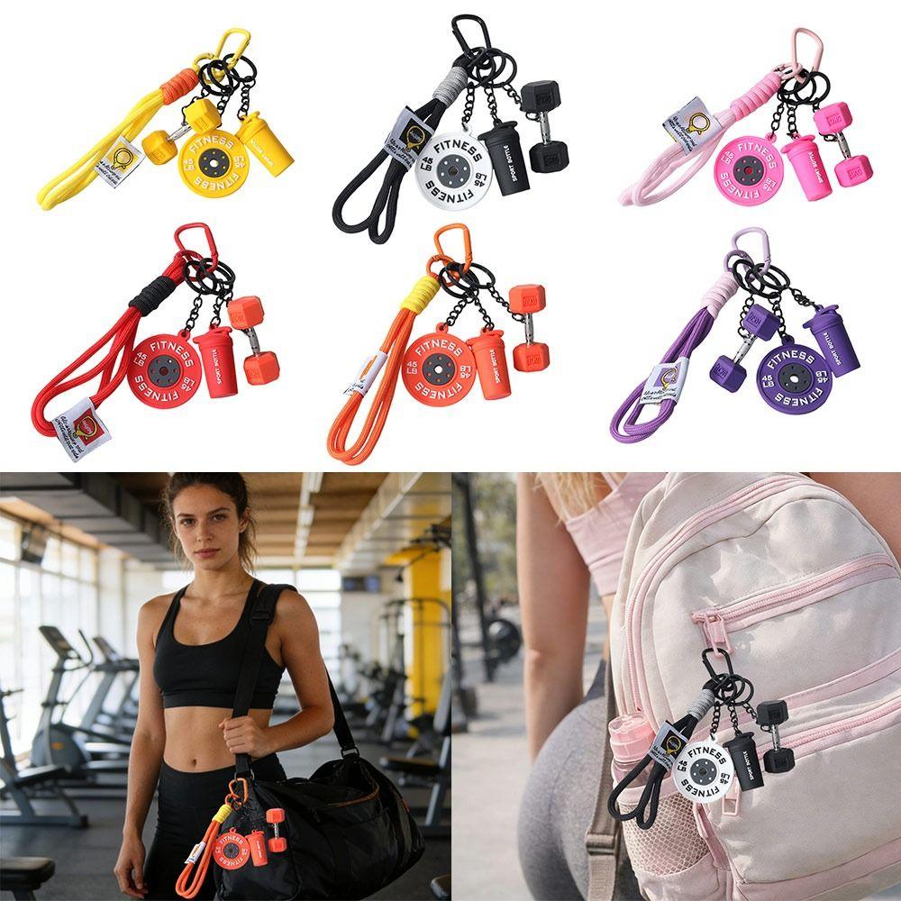 Fashion Detachable Fitness Series Pendant Simulation Style with Buckle Simulation Dumbbells Keyring Bag Charm