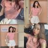 2025 Korean Letter Embroidery Slim Short-Sleeved T-Shirt - Women's Trendy Summer Top