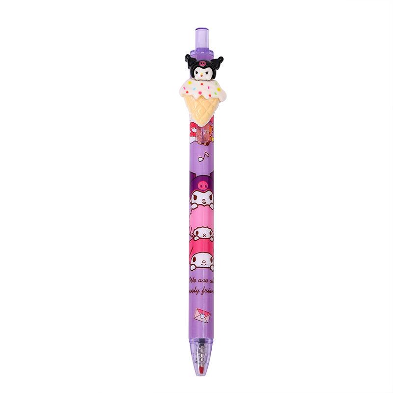 36pcs Kuromi Sanrio cartoon dessert styling series resin patch press pen cute shape neutral pen black signature pen stationery 0.5mm black