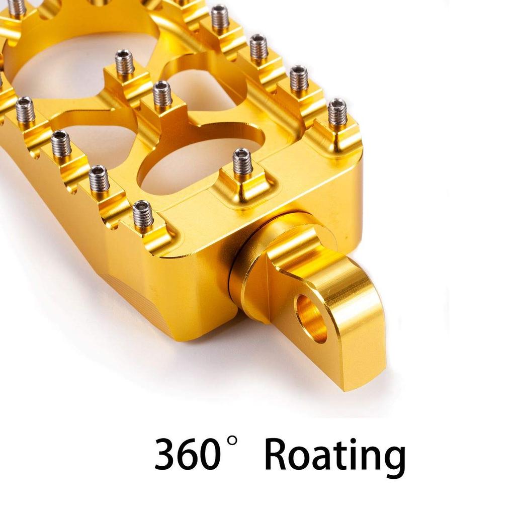Hopider CNC Breite Fußrasten 360° Drehung MX Chopper Bobber Stil Harley Dyna Sportster Fat Boy Iron 883, Gold
