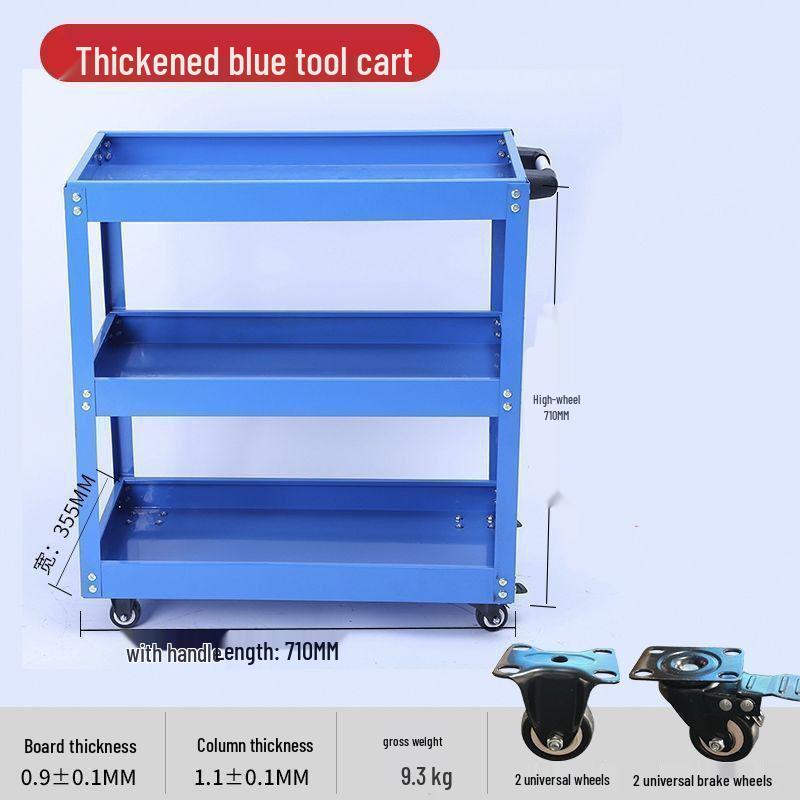Multifunctional Three-Layer Mobile Tool Cart for Auto Repair and Home Use