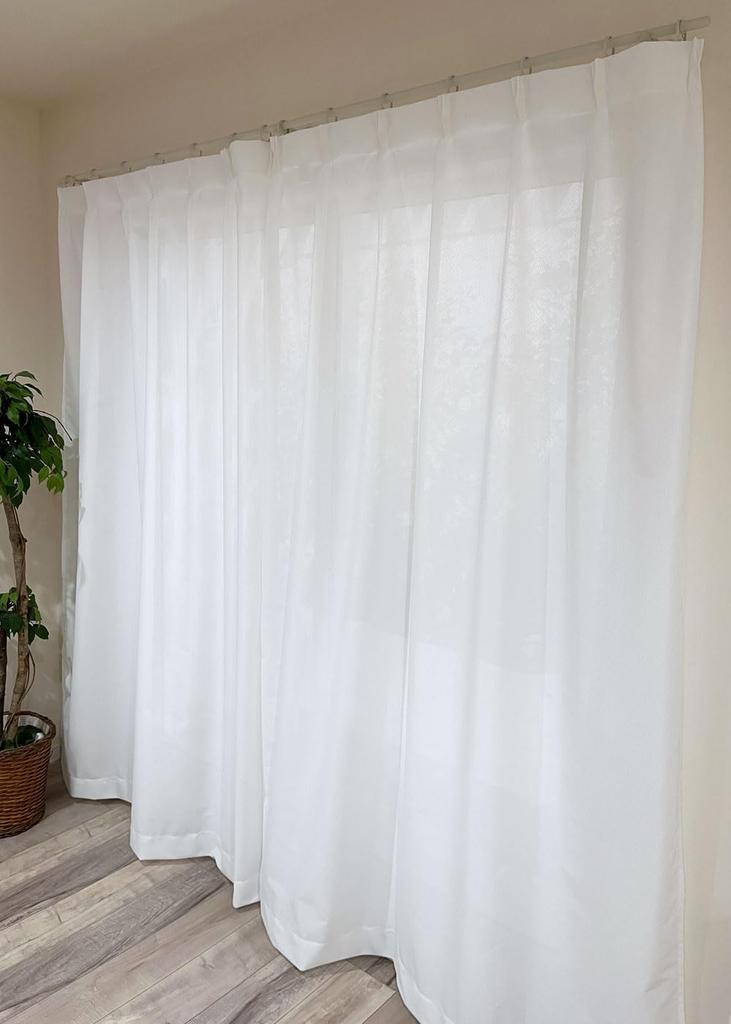 Kaei Lace Mirror Lace Set of Made in Size Solid Odor Special UV Pollen Sun Heat Privacy Stain 100cm Wide x 223cm White Curtains, 2, Japan, 144, Color,
