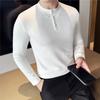 Men's T-Shirts Fashion Henry Collar Slim Fit Tshirts For Men All Match Plain Color Long Sleeve Tops Tees