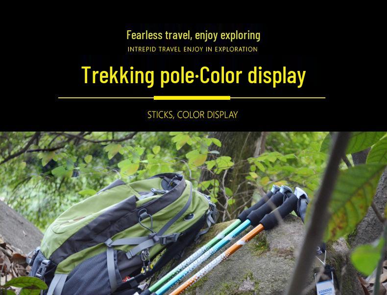 Baston de trekking telescopic din aliaj de aluminiu 7075 - Ușor, portabil, pliabil, blocare externă pentru drumeții, schi și alpinism.