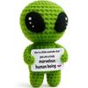 Grünes Alien Positives Häkeltier Puppe Mit Karte Schreibtischschmuck Emotionale Unterstützung Handgefertigt Gestrickt Aufmunterungsspielzeug