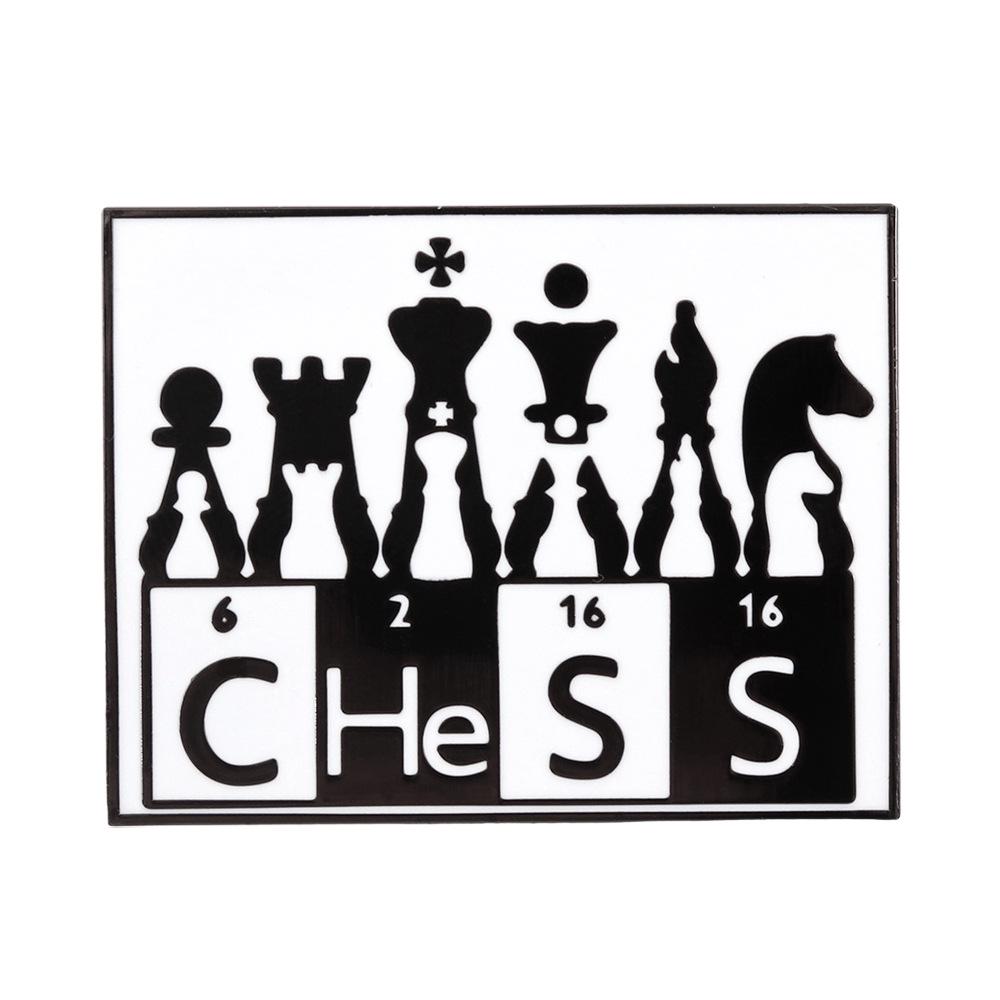 Chess Pieces Enamel Brooch & Periodic Table Badge Collection