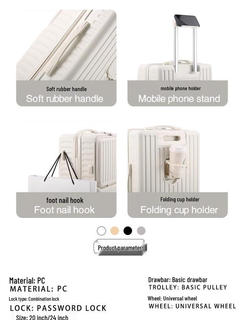 20-Inch Carry-On Luggage: Large Capacity Travel Suitcase for Students, 24-Inch Leather Trolley Available