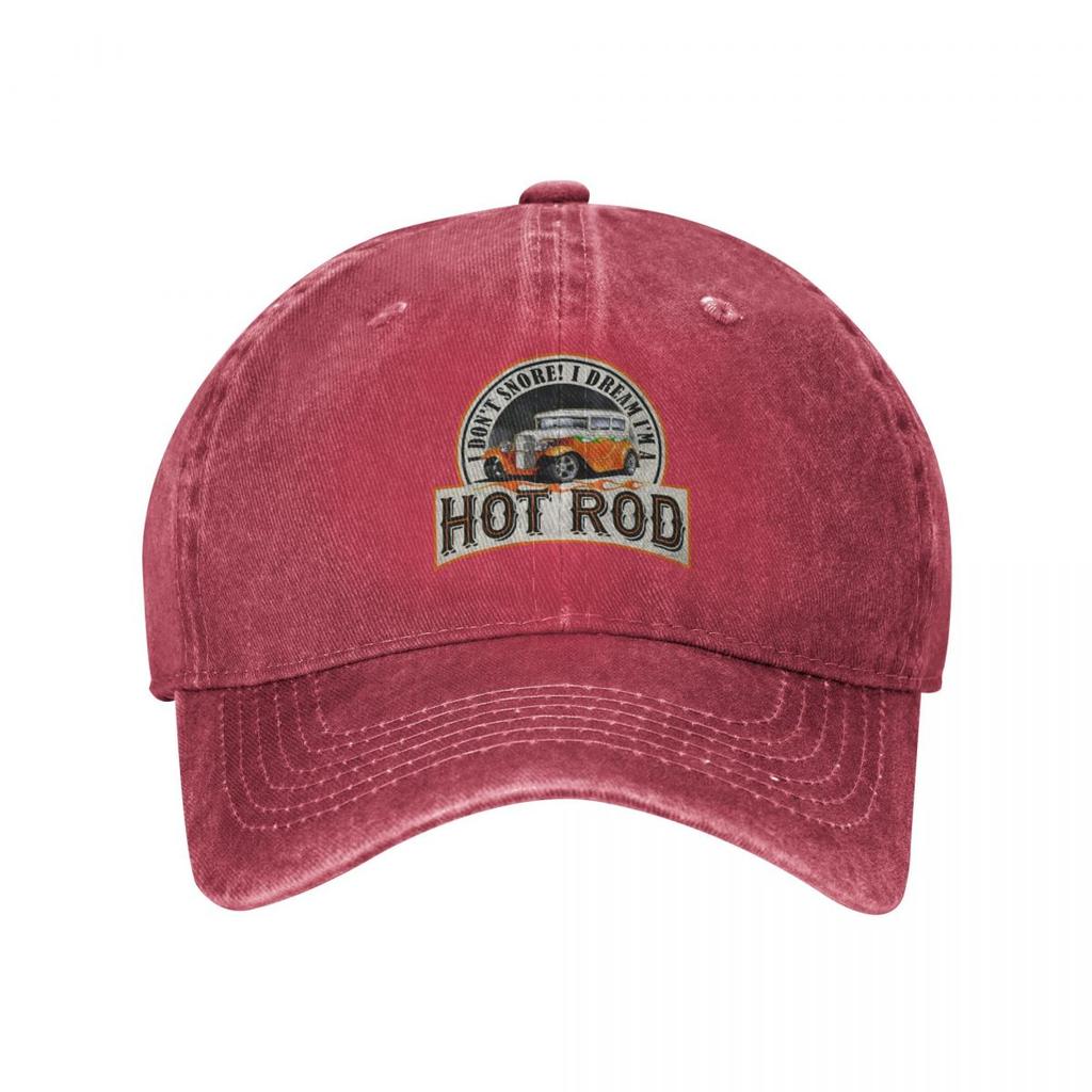 I Don't Snore I'M Dream I'M A Hot Rod Washed Denim Baseball Cap Trucker Hats Mode bequem