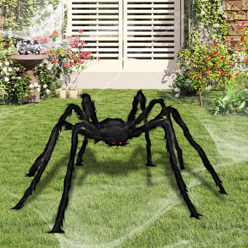 Fake Large Hairy Halloween Spider with Glowing Red Eyes Halloween Decorations Spider for Window Wall Indoor Outdoor Decorations