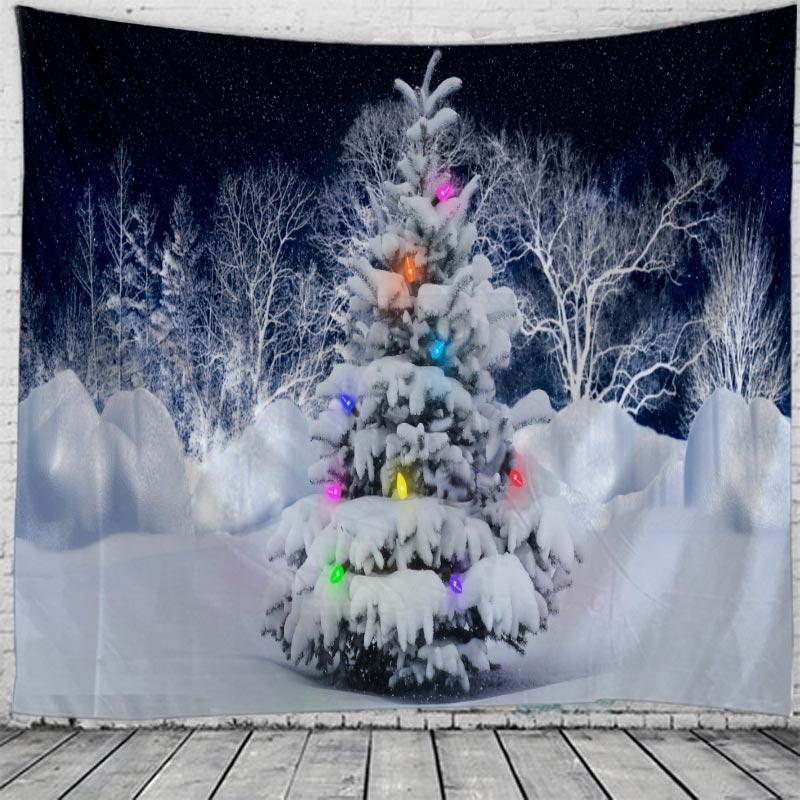 Home Decor Tapeçaria De Natal Wall Hanging Christmas Snow Christmas Tree Printing Christmas Tapestry Wall Decor Backdrop Fabric