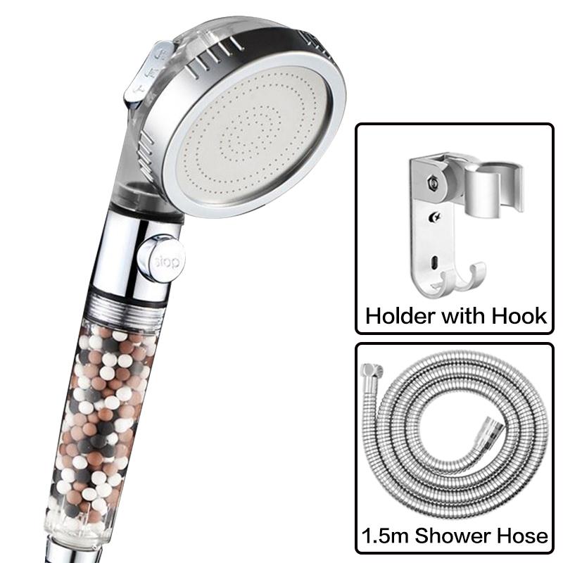 Shower Head Adjustable 3 Mode Shower Head Hand Shower High Pressure Water Saving One Button To Stop Water Shower Heads