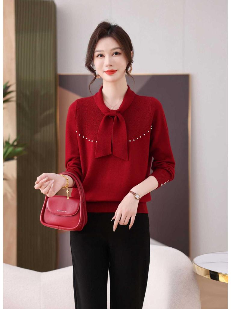 Women's High-End Wool Sweater: Slim Fit, Scarf Collar, Versatile Fashion Design