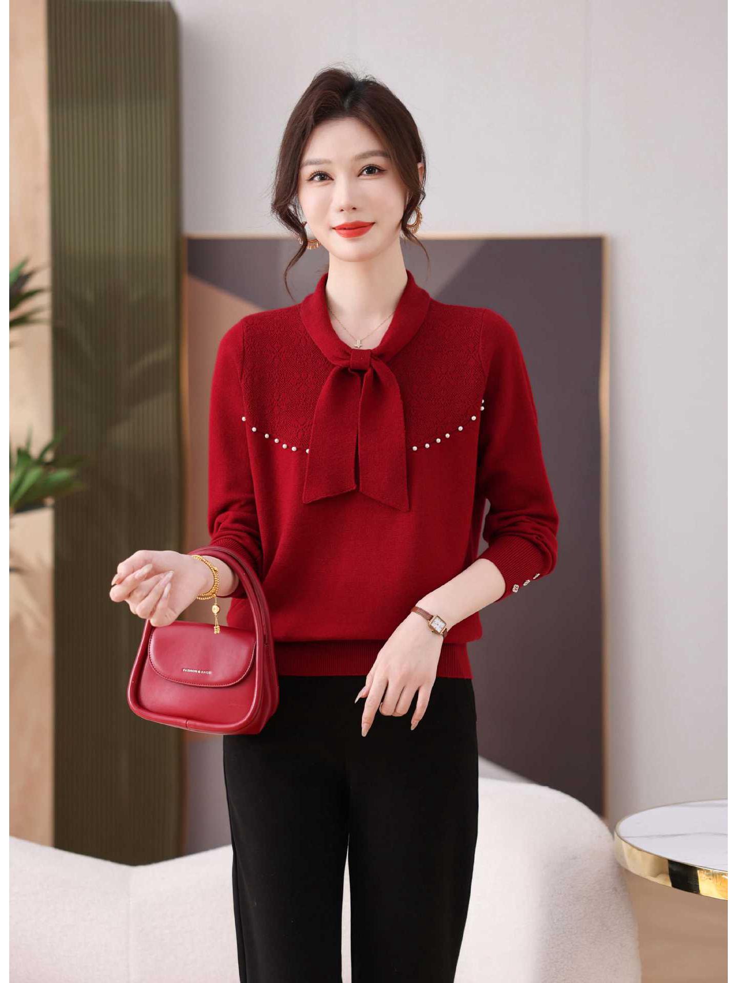 

Women s High-End Wool Sweater: Slim Fit, Scarf Collar, Versatile Fashion Design XL