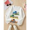 Felpa alla moda girocollo per bambini, Stampa con scena di trattore agricolo, Abbigliamento sportivo casual per primavera e autunno