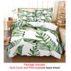 Quilt Duvet Cover Bedding Set Pillowcase Linens Green Plant 3D Queen King Size Double Bed Full Single 220x240 200x200 Bedroom