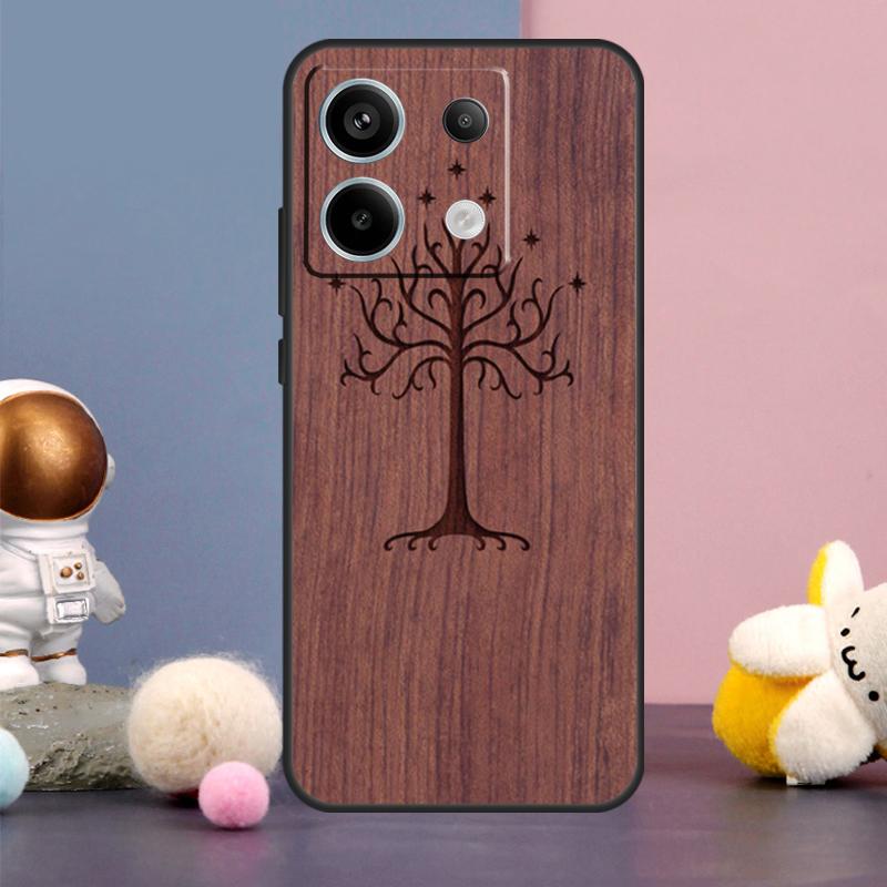 Tree Flower Bamboo Wood Case For Xiaomi Redmi Note 13 9 10 11 12 14 15 Pro Plus Redmi 15 15C 14C 10C 12C 13C Cover