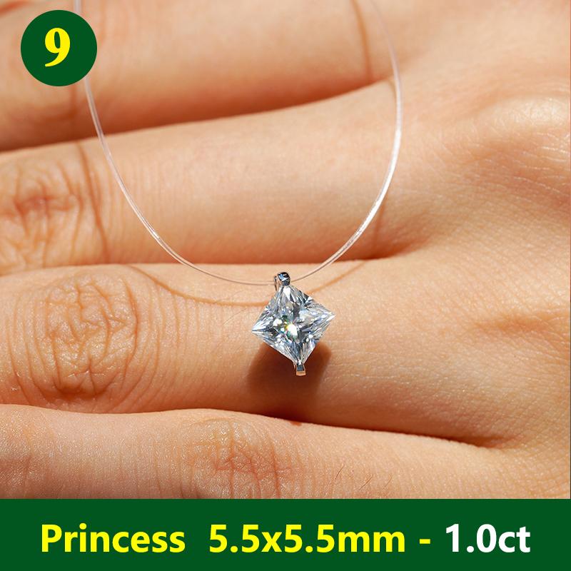 Fishing Line Women Moissanite Necklace Pendant Original 925 Sterling Silver Jewelry Moissanite Diamond  Necklace for Women
