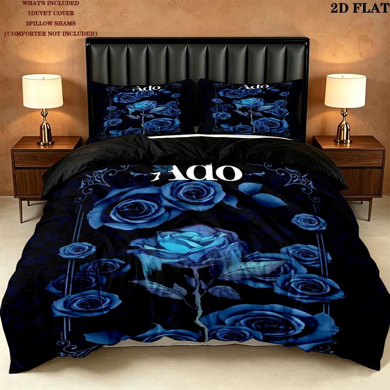 Ado Pattern Bedding uilt Set uilt Cover Pillowcase Home Decoration Birthday Gift (1 * duvet cover + 2 * pillowcase without core)