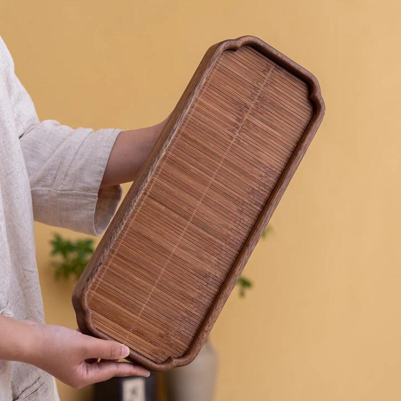 Walnut Wood Bamboo Surface Dry Tea Tray Solid Wood High-End Dry Table Home Office Tea Table Small Tea Tray