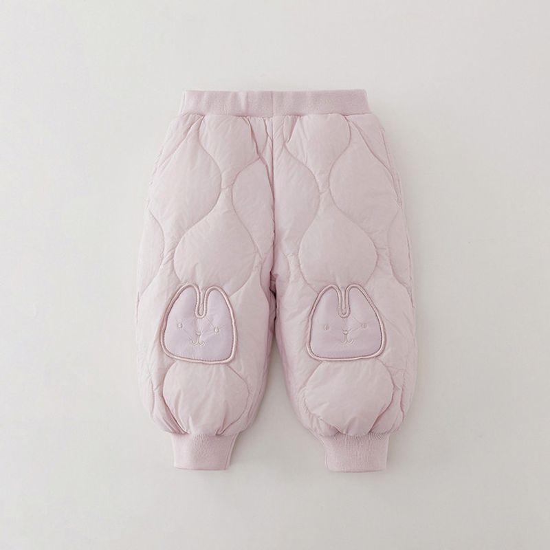 [down Pants] Mark Jenny Boys and Girls Bunny Knee Pads Warm down Pants Baby Pants Winter Wear 551710 Pink 120