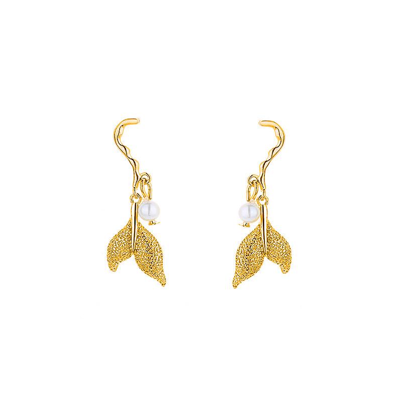Super Fairy Pearl Mermaid Tail Earrings Matte And Beautiful Irregular Mermaid Earrings Long Fringed Trendy