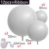 12pcs Silver 4D Balloons with Ribbon 22/15/10Inch Metal Silver Round Foil Hanging Balloon for Happy Birthday Wedding Party Decor