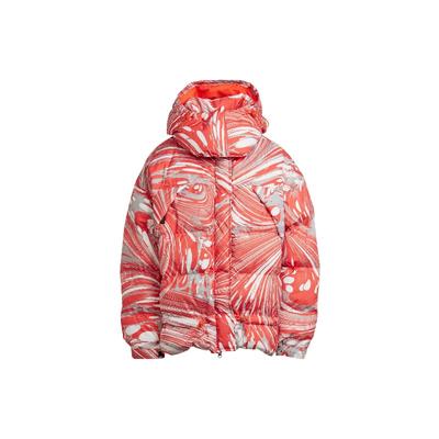 Hooded Logo Print Drawstring Cotton Jacket Women Jacket Orange HI6087
