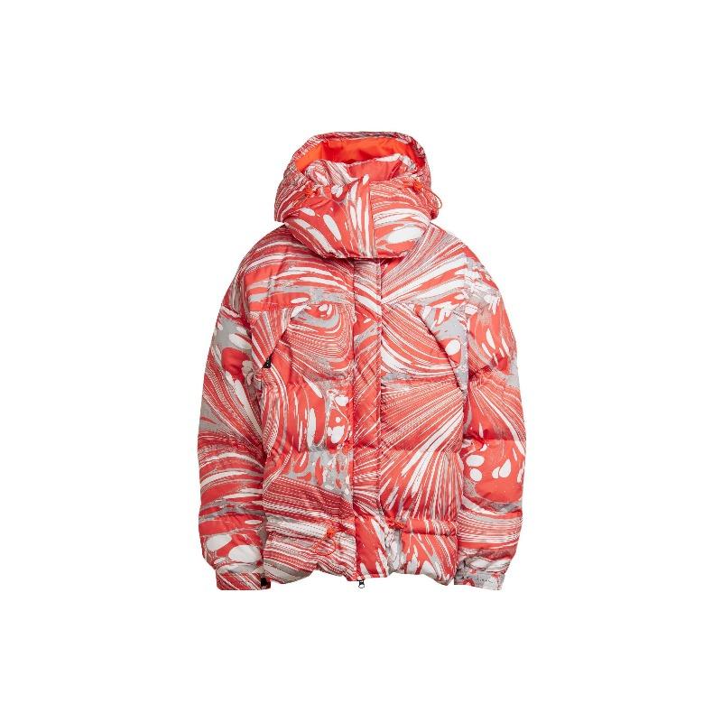 adidas Hooded Logo Print Drawstring Cotton Jacket Women Jacket Orange HI6087