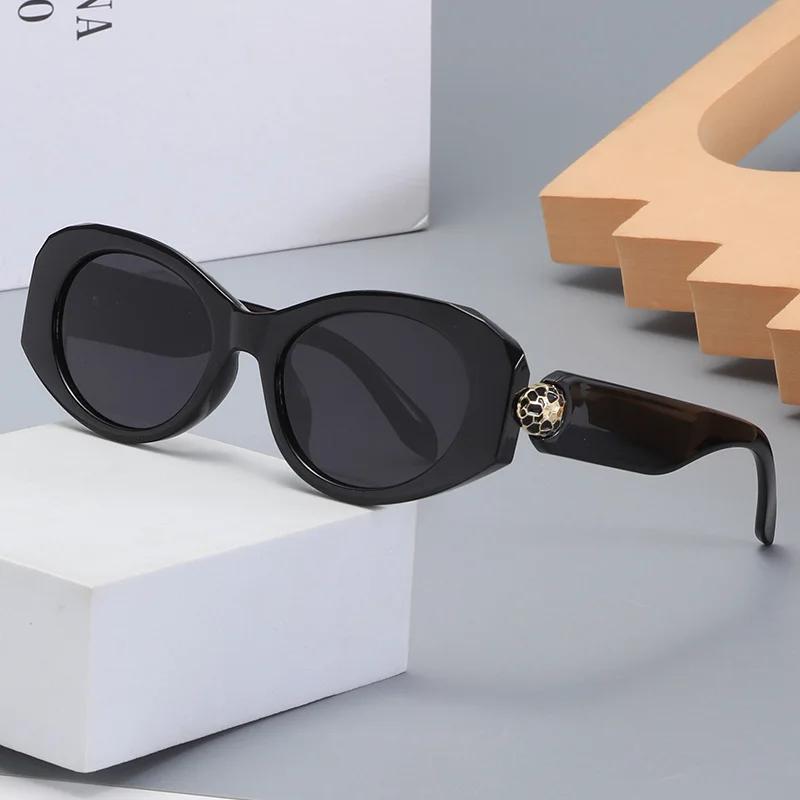 New Oval Shape Fashionable Sunglasses Women'S Snake Head Metal Frame Versatile High-End Feeling Stylish Accessory For Ladies