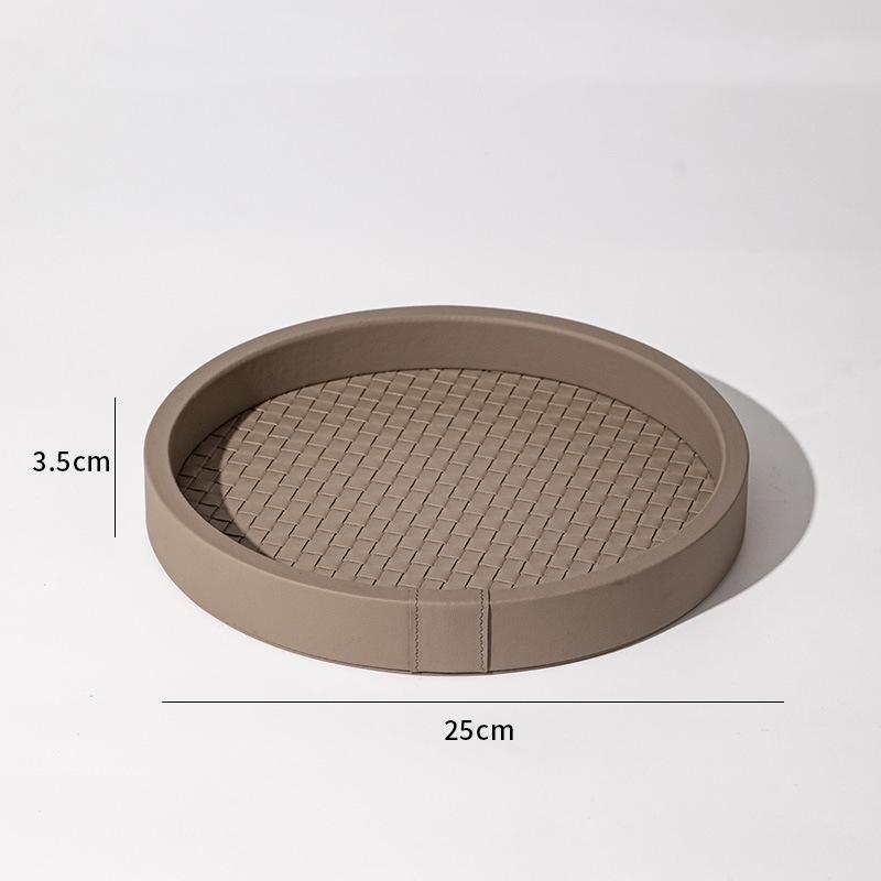 Nordic Style Leather Woven Pattern Jewelry Tray Luxurious Desktop Cosmet Organization Storage Jewelry Storage Box