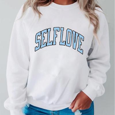 SJÄLVKÄRLEK Sweatshirt Rolig Slogan Pullovers Psykisk Hälsa Spelar Roll Tröjor Dam Mode Casual Bomull Vintage Topp