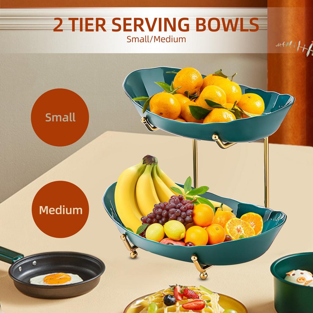 Fruit Bowl for Kitchen Counter 3 Tier Acrylic Fruit Basket with Serving Bowls and Metal Stand Tiered Serving Bowls for